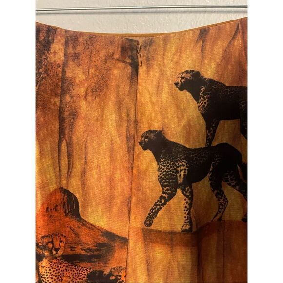 Vintage 100% Silk Cheetah and Jaguar Desert Print Sequin Mini Skirt Size 10 Peti - Picture 4 of 7